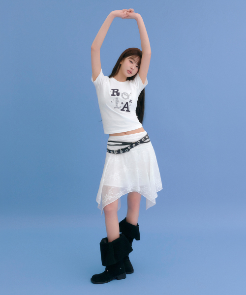LACE UNBALANCE SKIRT WHITE