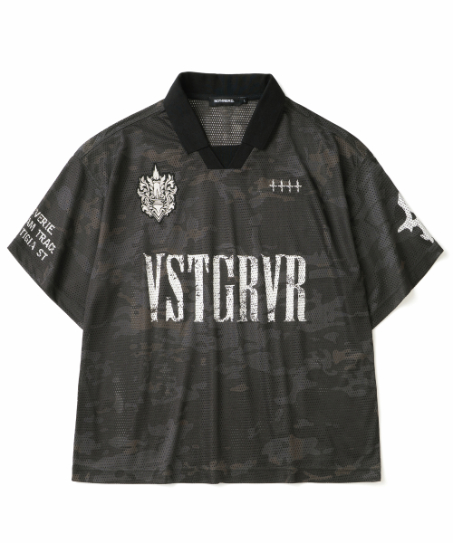 Symbol Crest Mesh Collar T-Shirts - Black