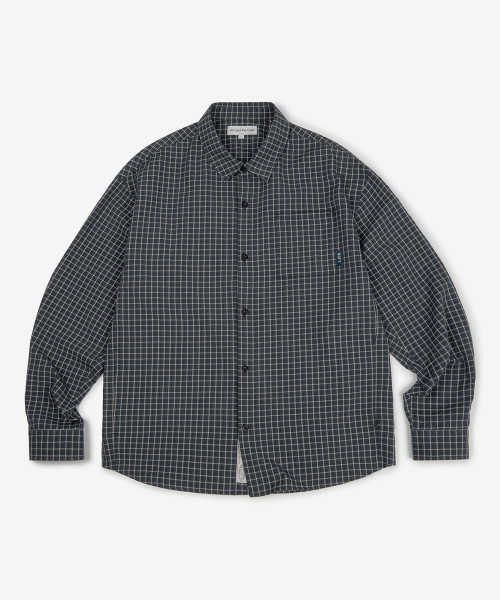 Мятая рубашка в клетку с боковыми карманами [Dark Navy]