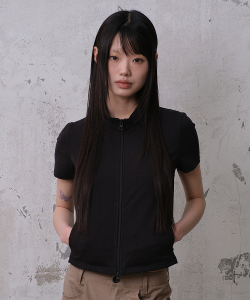 RELAXED SOFT ZIP-UP (BLACK)