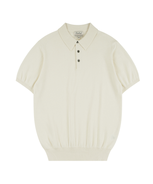 Essential Hard Twist Cotton Short Sleeve Polo Knit (Ivory)