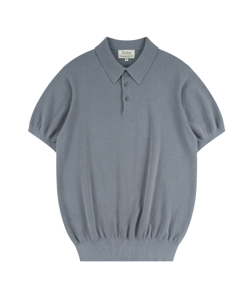 Essential Hard Twist Cotton Short Sleeve Polo Knit (Ice Blue)