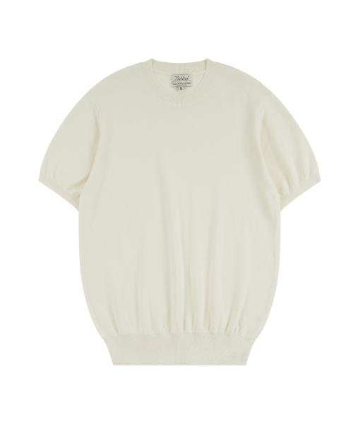 Essential Hard Twist Cotton Short Sleeve Knit (Ivory)