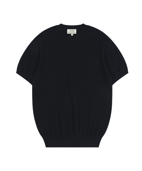 Essential Hard Twist Cotton Short Sleeve Knit (Navy)