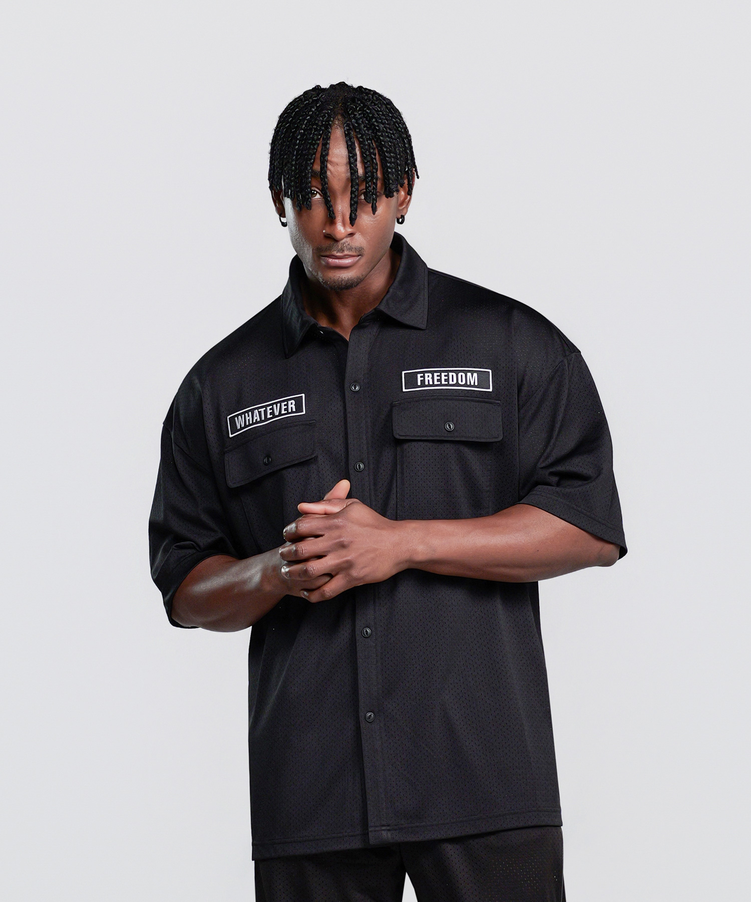 Wappen Mesh Short Sleeve Shirt (Black)