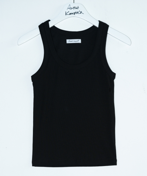 ARTIST RIBBED SQUARE NECK SLEEVELESS (BLACK)