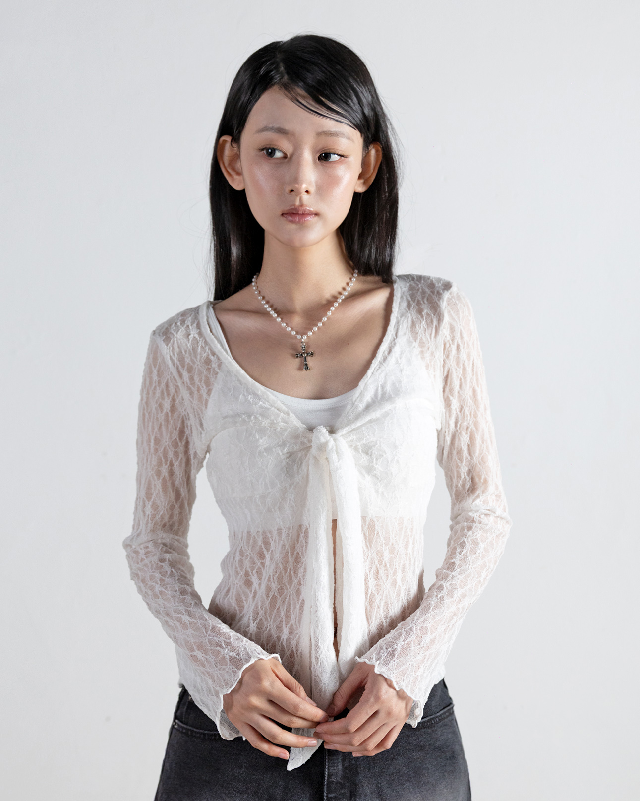 Boho Ribbon Cardigan White