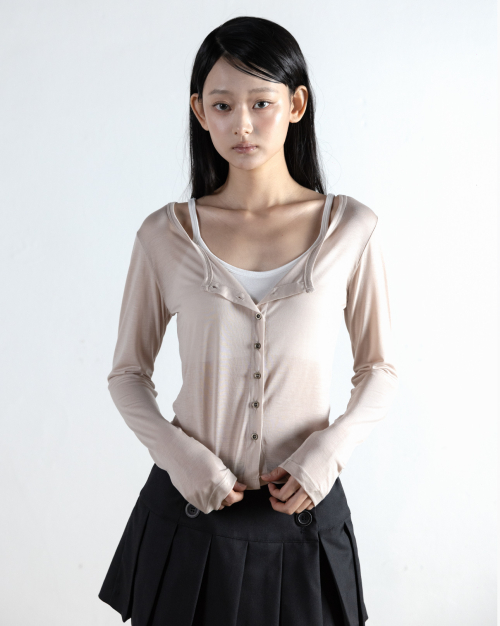 Облегающий кардиган из тенселя с металлической пряжкой Pale Pink