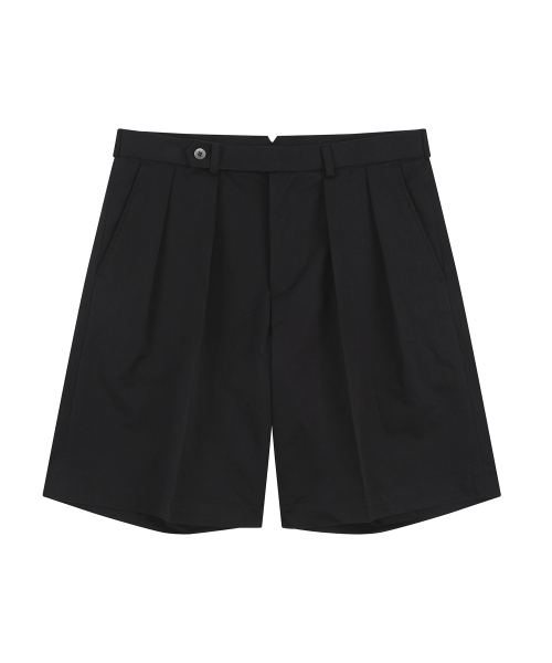Essential Cotton 2-Pleated Chino Shorts (Black)