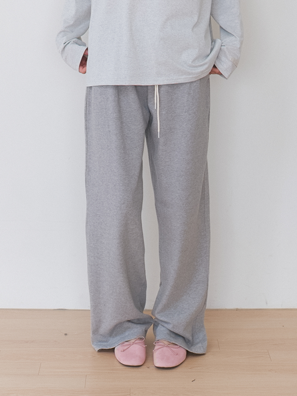 easy flow string pants - melange gray