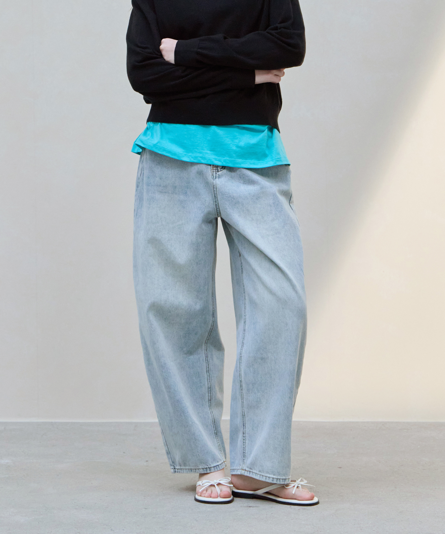 (woman) Свободные джинсы Clear Curved_Light Blue