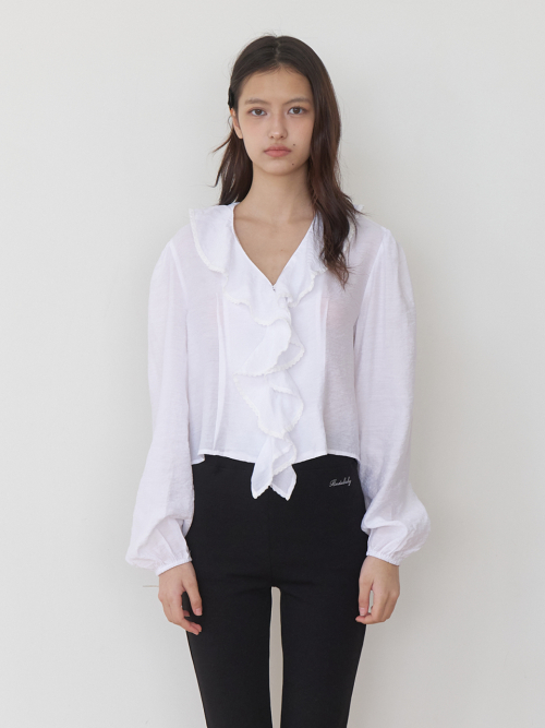 cascade ruffle blouse - off white