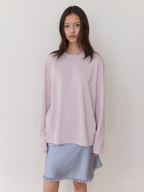 shimmer long sleeve tee - powder pink