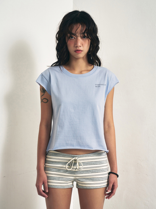 Y. CAP SLEEVE T-SHIRT LIGHT BLUE