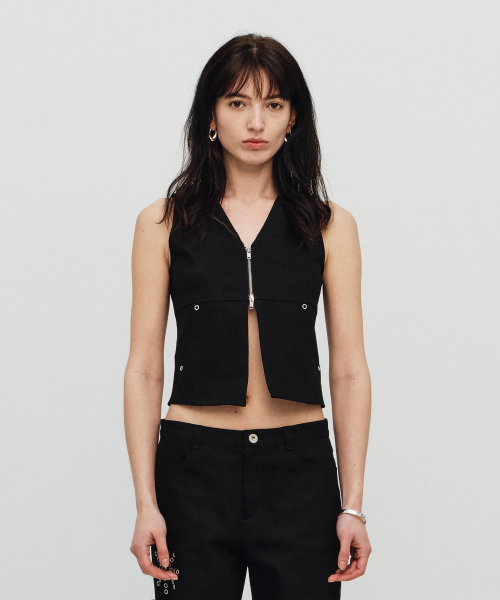 Джинсовый жилет со вставками (Black)