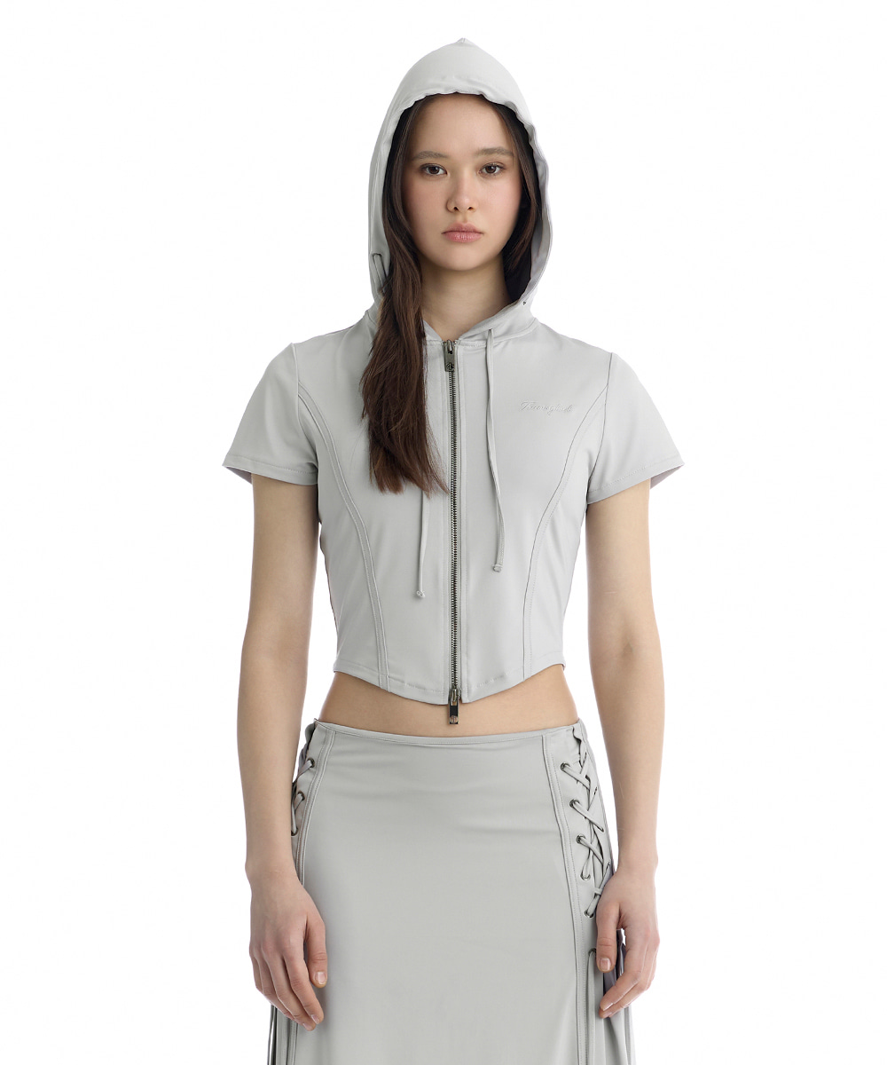 Jersey Set-Up Hoodie Zip-Up [ Light Gray ]