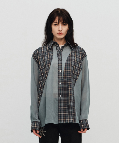Клетчатая оверсайз рубашка Dark Grey