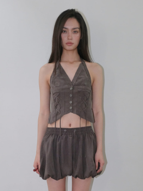 HALTER NECK TOP [DEEP коричневый ]