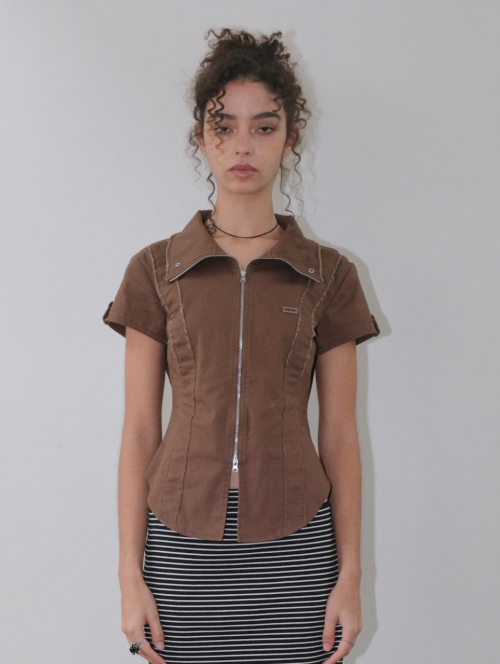 ZIP-UP SHIRTS [коричневый]