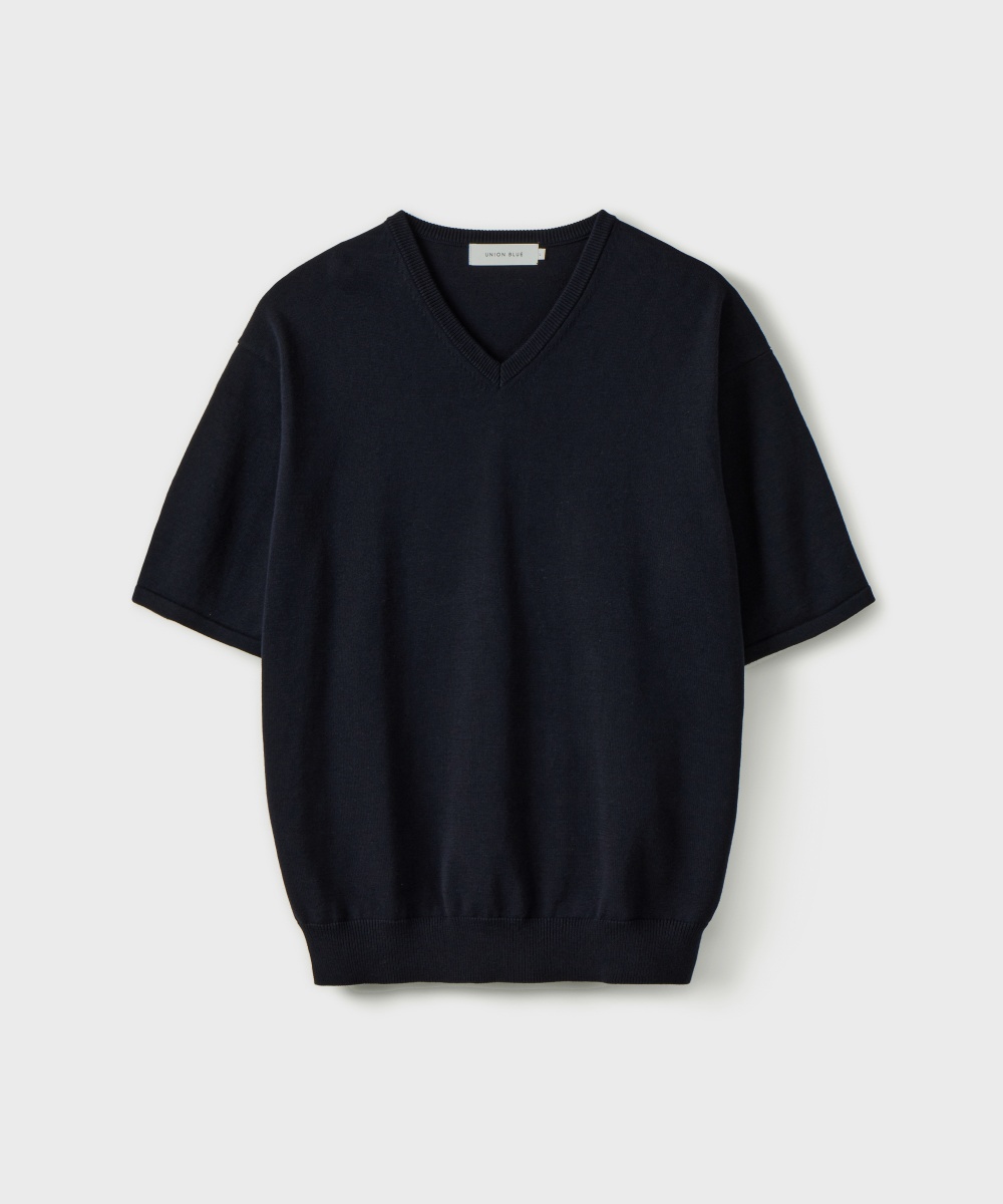 AMBIENT V-NECK HALF KNIT [тёмно-синий]