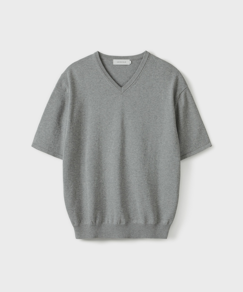 AMBIENT V-NECK HALF KNIT [MELANGE серый]
