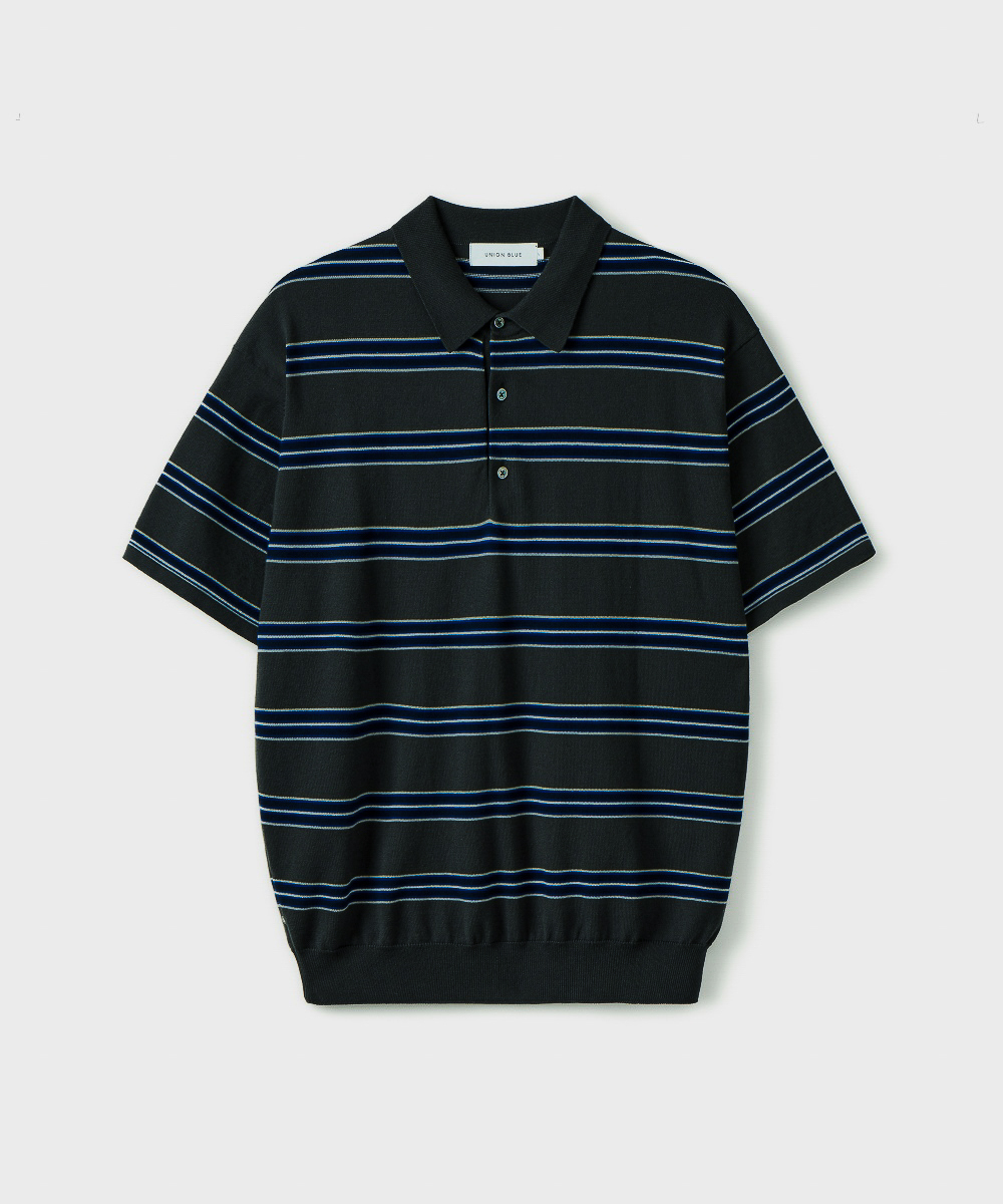 WALTZ полоса COLLAR HALF KNIT [MIDNIGHT уголь]