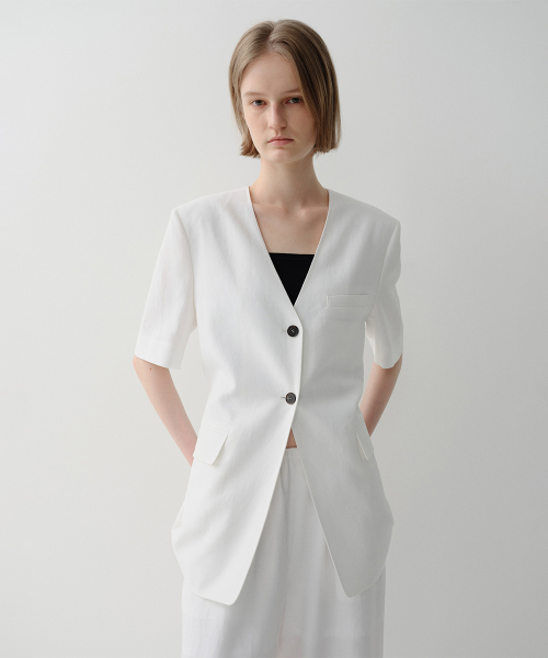 MALLOW LINEN COLLARLESS куртка (белый)