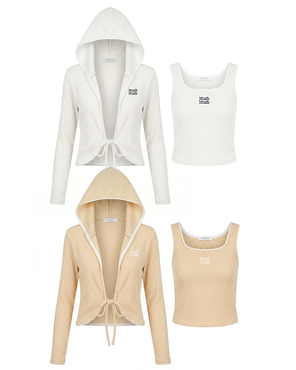 [SET] кружево CONTRAST CARDIGAN без рукавов [2color]