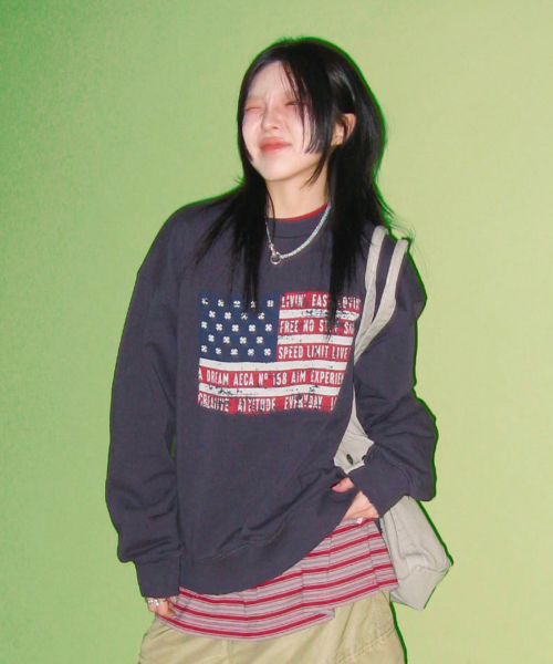 EASY & FREE FLAG SWEAT SHIRTS (3color)