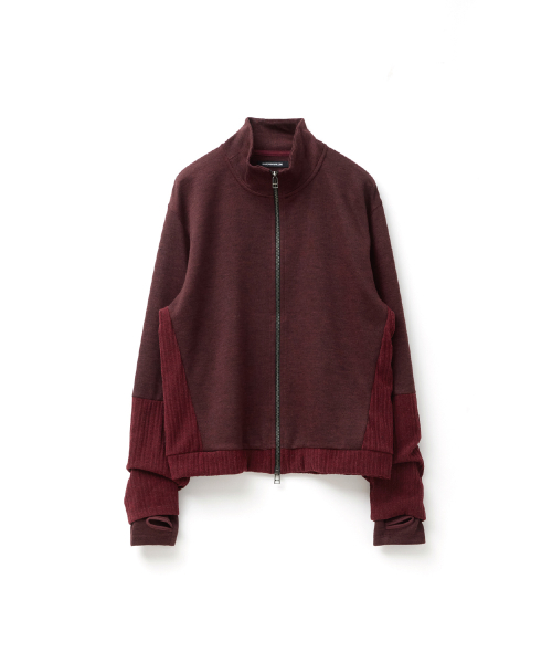 Double Sleeve Track Cardigan Dark Red