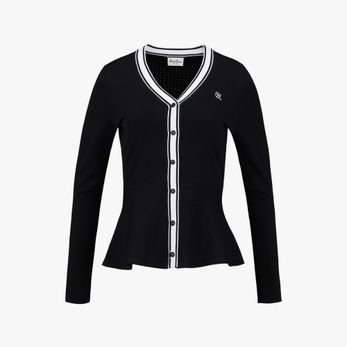 Кардиган пеплум ажурной вязки (Black)