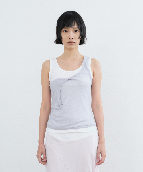 Многослойный прозрачный топ без рукавов (Light Grey)