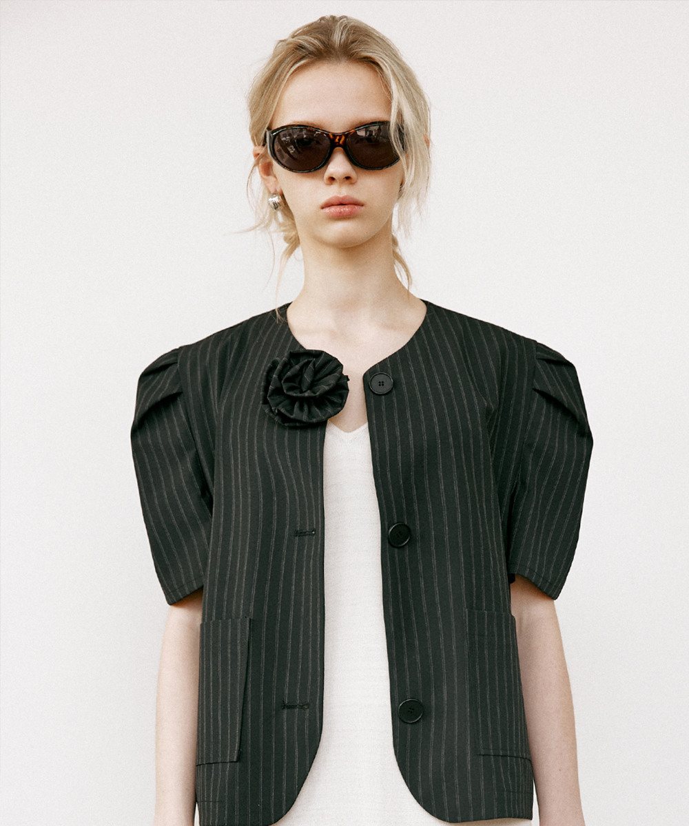 ROSE STRIPE JACKET_BLACK