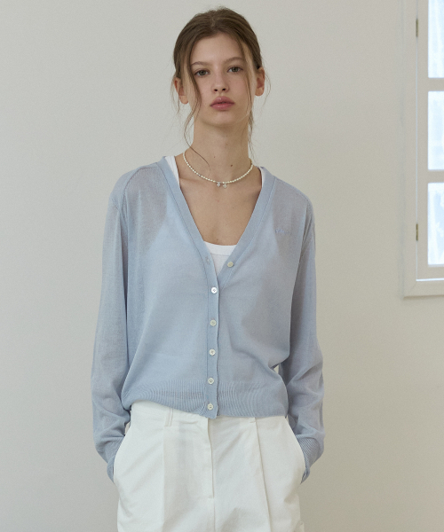 Linen blend summer cardigan Blue