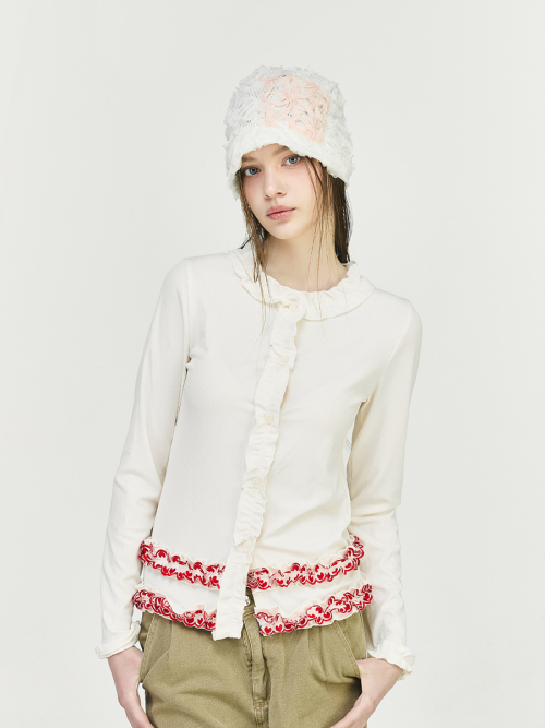 Frill Cardigan Ivory