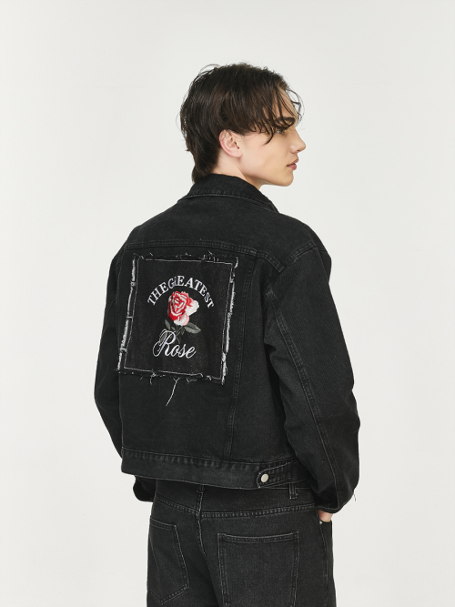 GT Rose Denim Jacket Black
