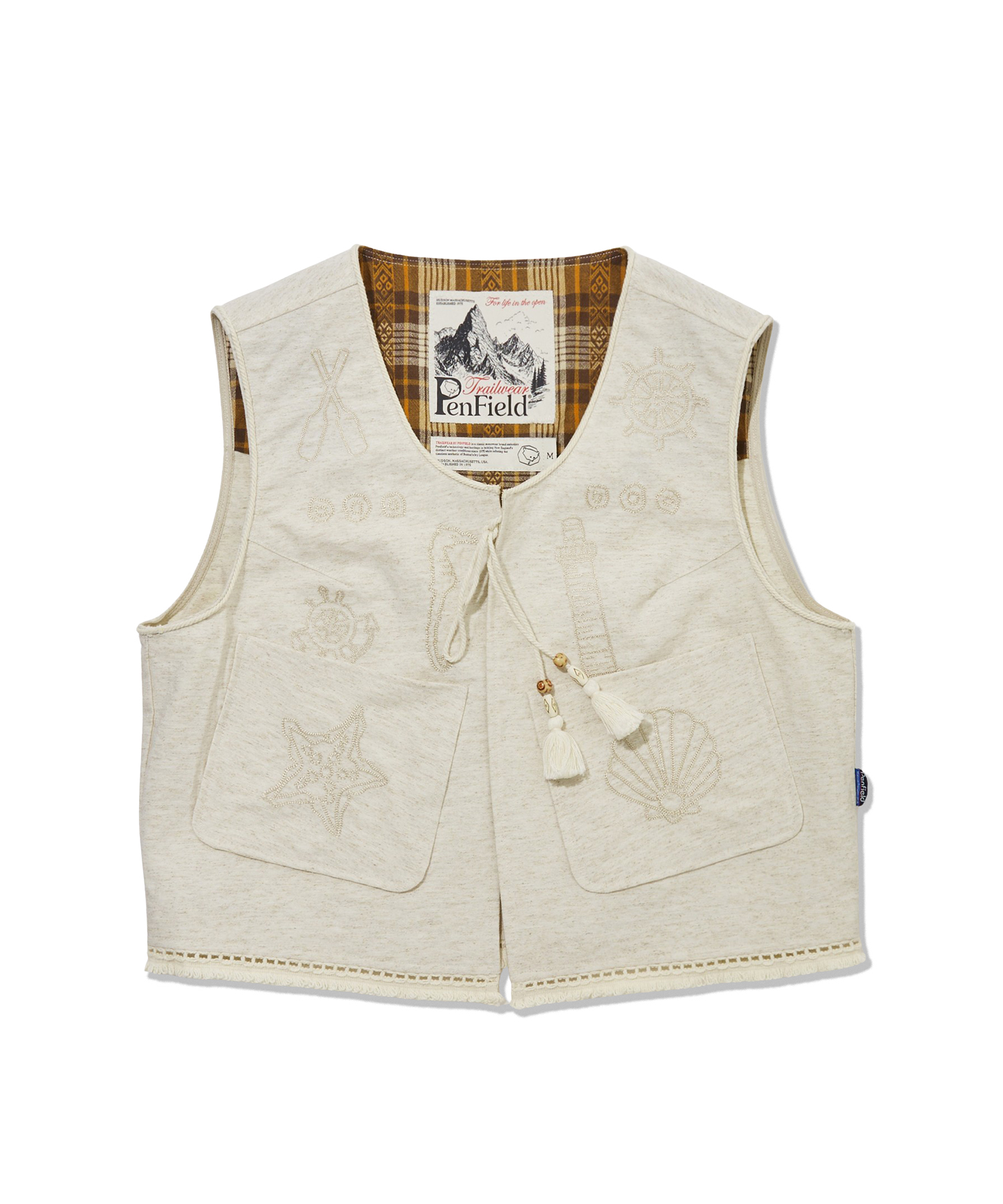 Жилет из льна Marine Doodle Embroidery Ivory_FS2WV30F