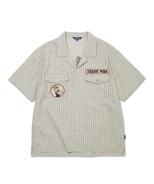 Льняная рубашка Sailorman с коротким рукавом, Beige_FS2WR03U