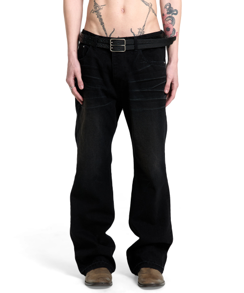 Washed Flared Black Jeans
