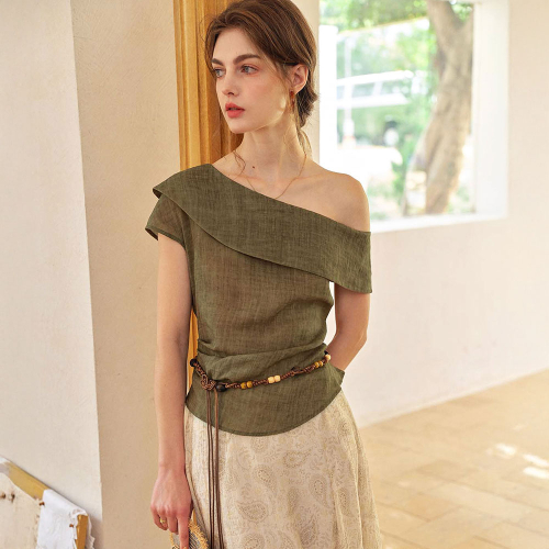 SR_Pleats waist slim top