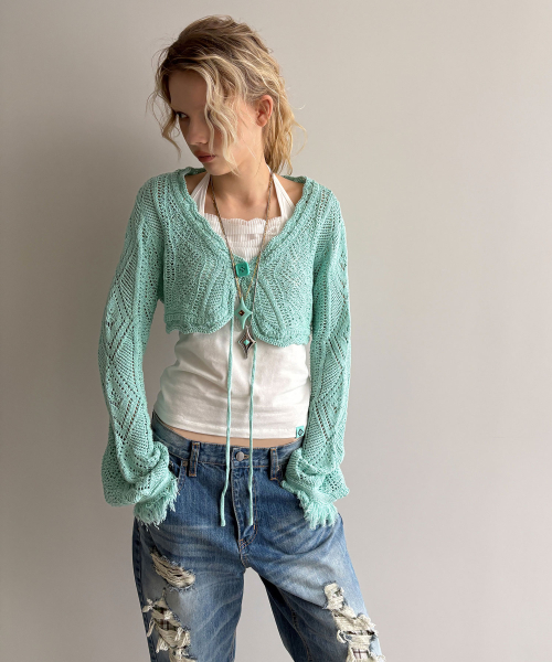 BUTTON RAW EDGE SCASI BOLERO / mint