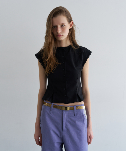 LACE PEPLUM COTTON BLOUSE_BLACK