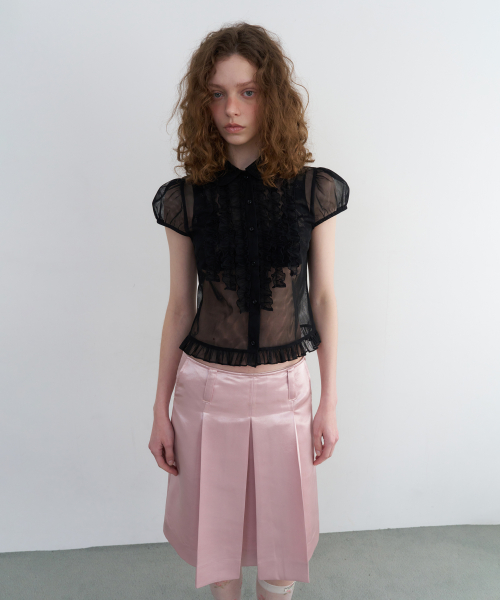 VICTORIAN FRILL MESH BLOUSE_BLACK