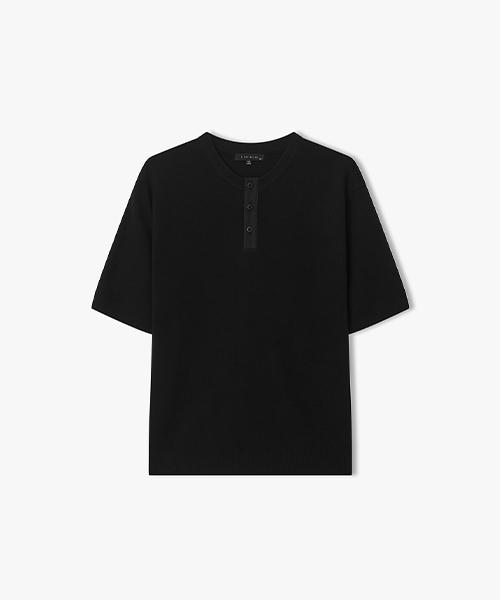 Черный трикотажный хенли со вставками LMM51720 Black