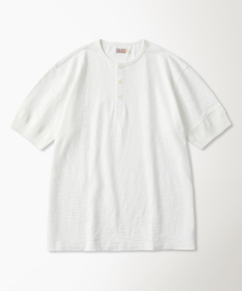 Tompkins Loopwheeled Tubular Henley Tee White