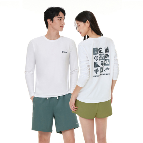 Пляжная графическая футболка унисекс Relaxed Fit Longsleeve / UOPWL-03