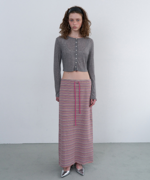 VINTAGE STRIPE MAXI SKIRT_PINK