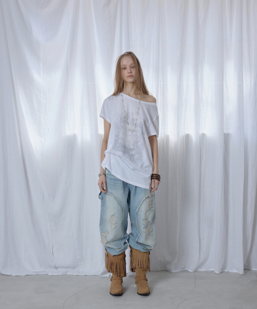 FADED SLANT SILHOUETTE TOP / WHITE