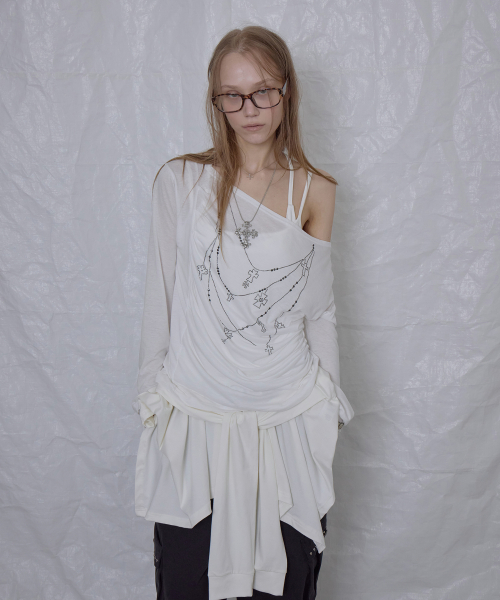 SLOUCHED HOTPIX NECKLACE TOP / IVORY