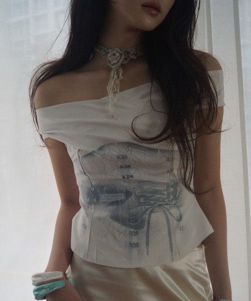 Printed Off-Shoulder Shirt